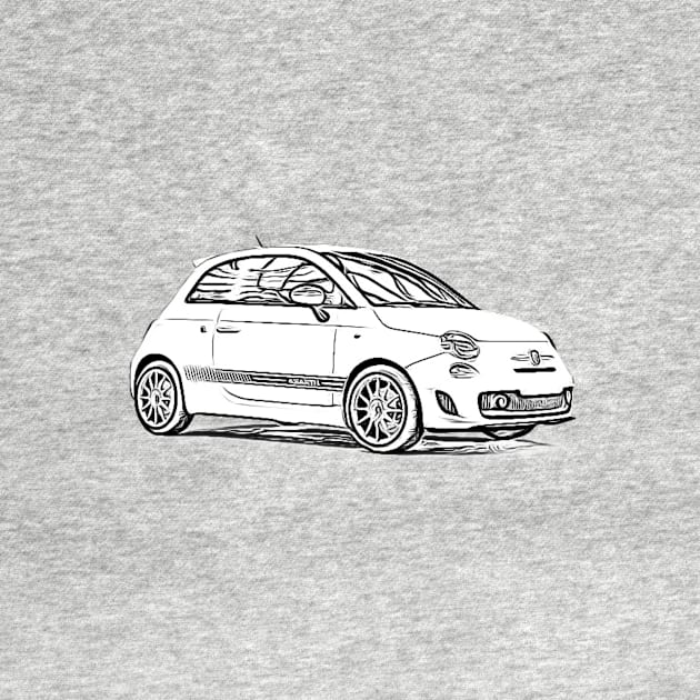 Abarth 500 Wireframe by Auto-Prints